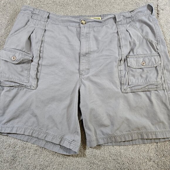Cabelas Shorts Men 46 Gray Cargo 7 Pocket Hiker 100% Cotton Duck Fabric 46x8 - Picture 1 of 11